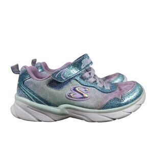 Skechers Shoes Kids Girls 13 Sneaker Glitter Easy On Strap Athletic Casual Kicks
